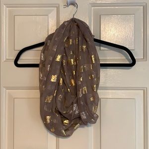 Gold owl infinity scarf